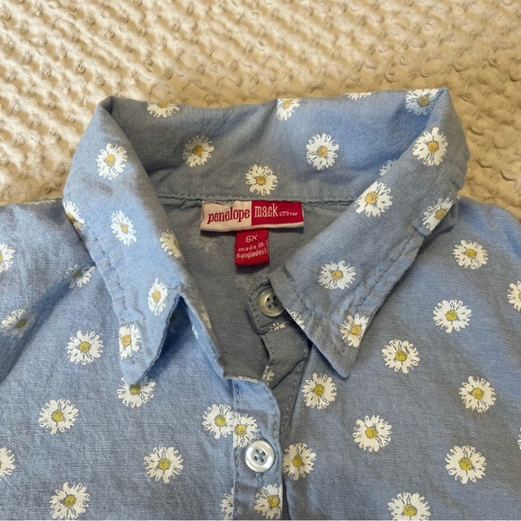 Penelope Mack Girls Daisy Button Down Sleeveless Shirt Size 6x - Picture 2 of 4